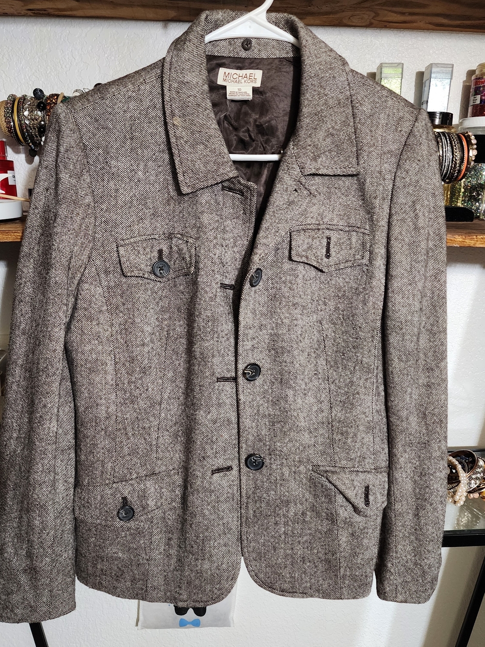 Michael Michael Kors Men's Brown Tweed Button Jacket
